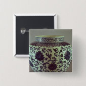 Mingの大きく青および白いつぼ 缶バッジ (正面&裏面)