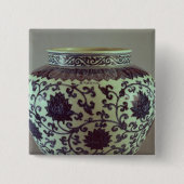 Mingの大きく青および白いつぼ 缶バッジ (正面)