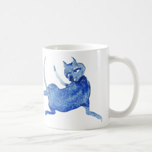 MINGブルーキャット 青と白のマグカップ コーヒーマグカップ