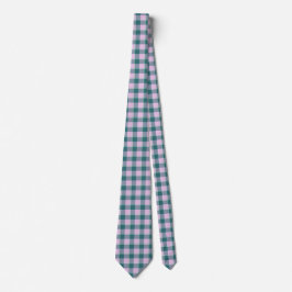 Ming and Melanie Plaid Blue Pink Neck Tie ネクタイ