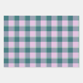 Ming and Melanie Plaid Pink Green ラッピングペーパーシート