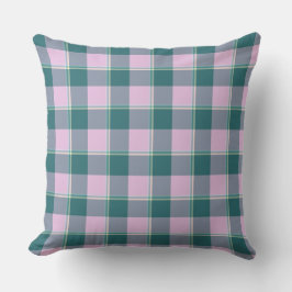 Ming and Melanie Plaid Pink Teal クッション
