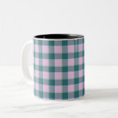 Ming and Melanie Plaid Pink Teal ツートーンマグカップ (正面左)
