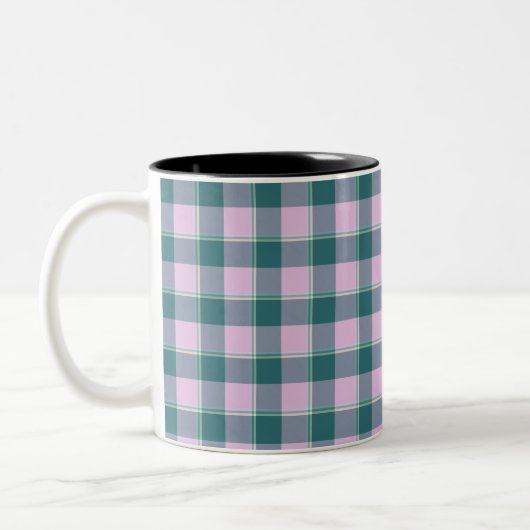 Ming and Melanie Plaid Pink Teal ツートーンマグカップ (左)