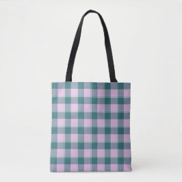 Ming and Melanie Plaid Pink Teal トートバッグ