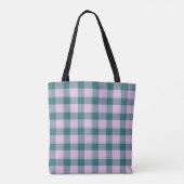 Ming and Melanie Plaid Pink Teal トートバッグ (裏面)
