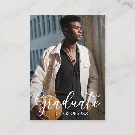 MINIサイズ光沢のある写真の卒業招待状 名刺 (正面)