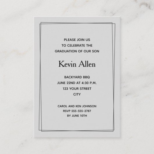 MINIサイズ光沢のある写真の卒業招待状 名刺 (裏面)