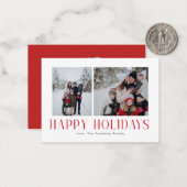 MINI モダン & ミニマル Happy Holidays 2フォトレッド ノートカード (正面/裏面インサイチュ)