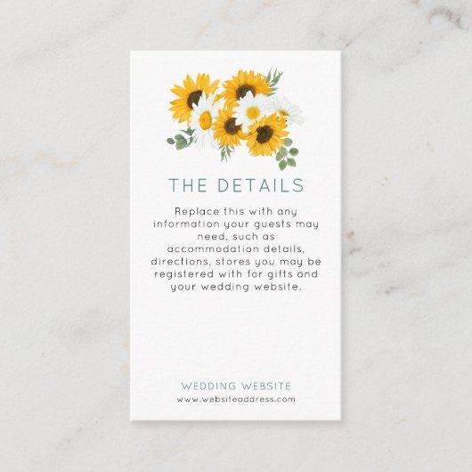 MINI 素朴 Sunflowers Wilflowers結婚の詳細 エンクロージャーカード (正面)