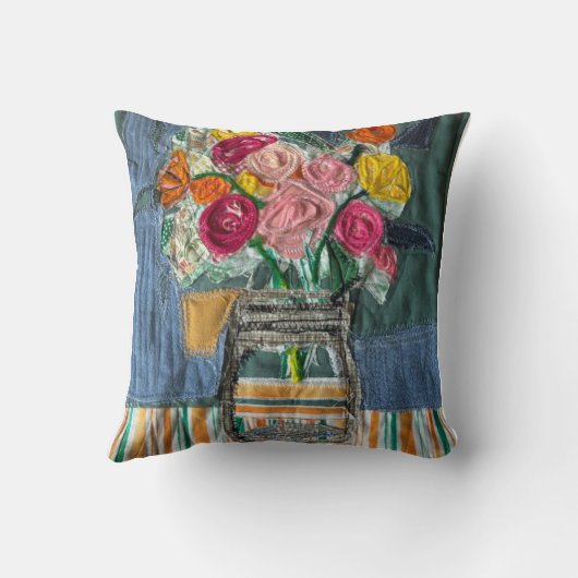 Mini artquilt design; Flower bouquet クッション (裏面)