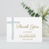 Mini Blue Cross First Holy Communion Thank You エンクロージャーカード (スタンド正面)