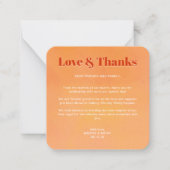 Mini Bold Orange Sunset Monogram Wedding Thank You ノートカード (正面)