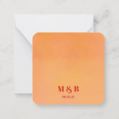 Mini Bold Orange Sunset Monogram Wedding Thank You ノートカード (裏面)