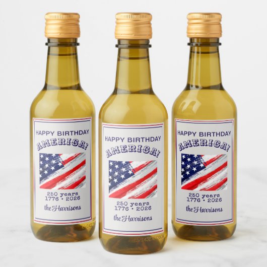 Mini Bottle Happy Birthday America Rustic Flag ワインラベル (ボトル)