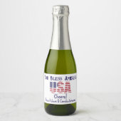 Mini Bottles USA Flag 4th of July Red White Blue スパークリングワインラベル (正面)