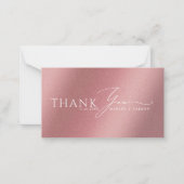 Mini Budget Modern Rose Gold Wedding Thank You ノートカード (正面)
