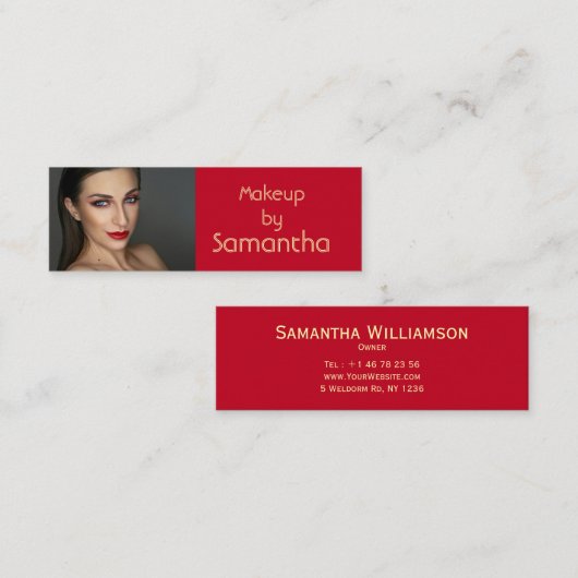  Mini Business Card for Makeup Artist スキニー名刺 (正面/裏面)