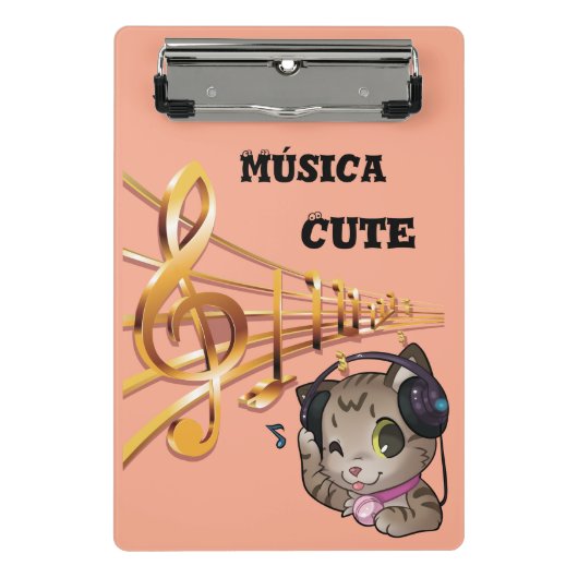 Mini carpeta de música cute anime gato ミニクリップボード (正面)