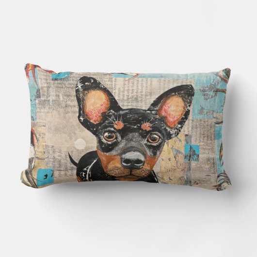 Mini Dachshund Dog pillow ランバークッション (正面)