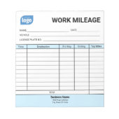 Mini Daily Work Mileage Log Sheet Notepad ノートパッド (正面)