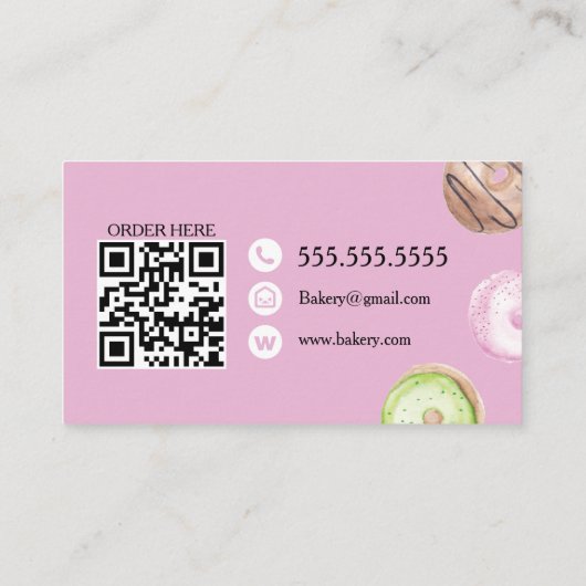Mini Donuts Baker Bakery Treats Pink 名刺 (裏面)