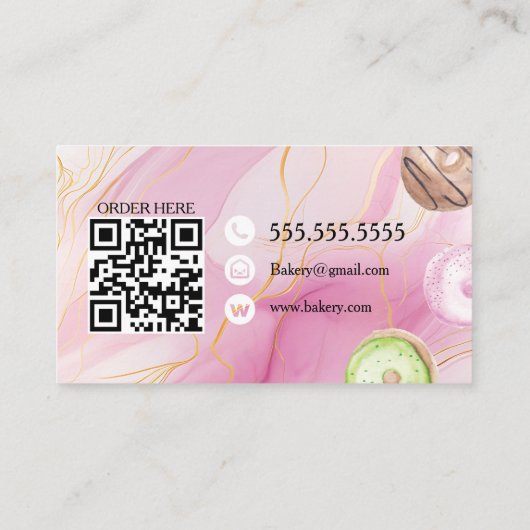 Mini Donuts Baker Bakery Treats Watercolor 名刺 (裏面)