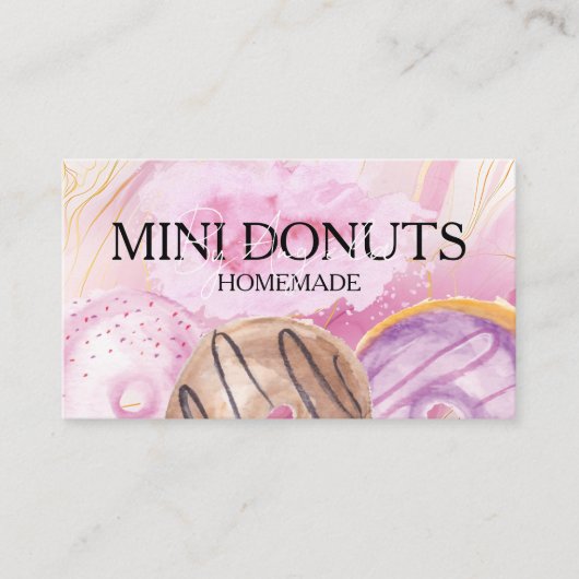 Mini Donuts Baker Bakery Treats Watercolor 名刺 (正面)