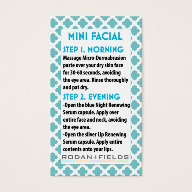 Mini Facial R +F card- Rodan + Fields facial (正面)