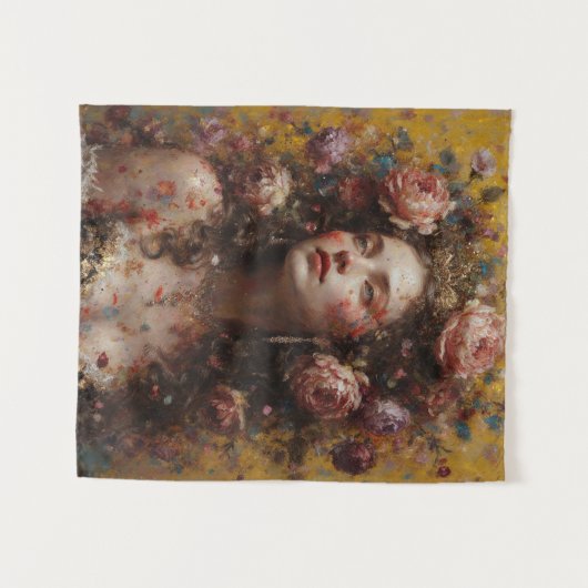 Mini Golden Bloom Tapestry – Wall Art タペストリー (正面(横))