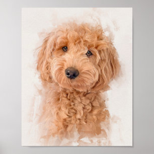 Mini Goldendoodle Dog Portrait ポスター