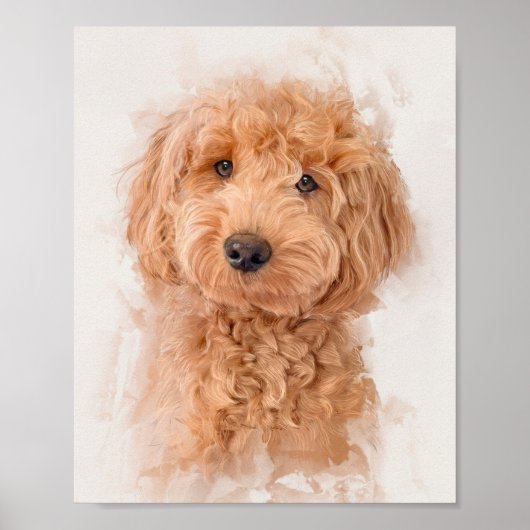 Mini Goldendoodle Dog Portrait ポスター (正面)