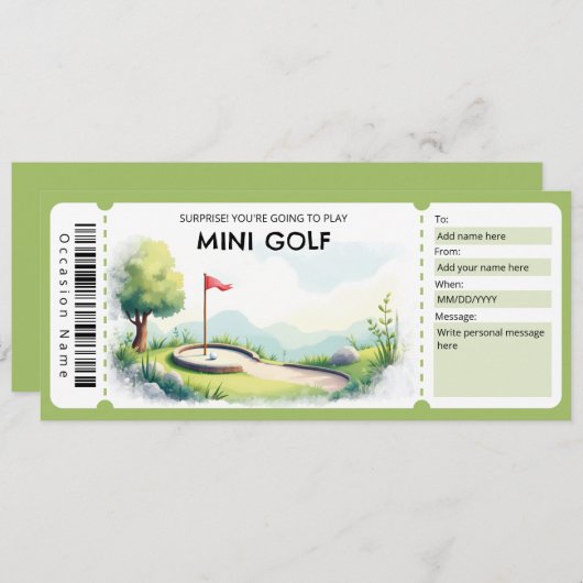 Mini Golf Gift Certificate 招待状 (正面/裏面)