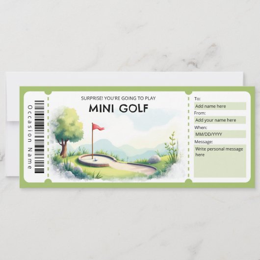 Mini Golf Gift Certificate 招待状 (正面)