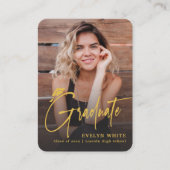 Mini Grad Cap Script Photo Graduation Invite エンクロージャーカード (正面)