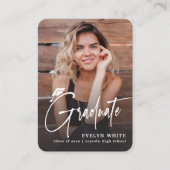 Mini Grad Cap Script Photo Graduation Invite エンクロージャーカード (正面)