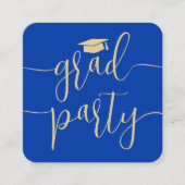 Mini Graduation Party Invitation Blue & Gold Card エンクロージャーカード (正面)