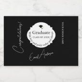 Mini Graduation Thank You Black & White スパークリングワインラベル (シングルラベル)