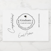 Mini Graduation Thank You White & Black スパークリングワインラベル (シングルラベル)