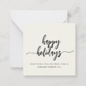 Mini Happy Holidays Scriptモダンビジネスロゴ ノートカード (正面)