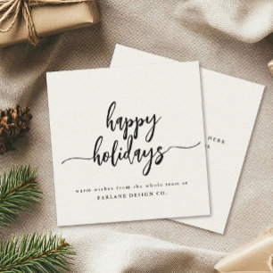 Mini Happy Holidays Scriptモダンビジネスロゴ ノートカード