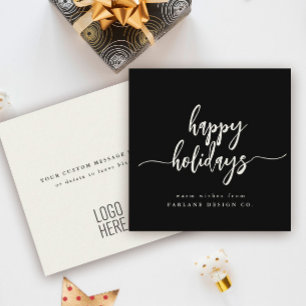 Mini Happy Holidays Scriptモダンビジネスロゴ ノートカード