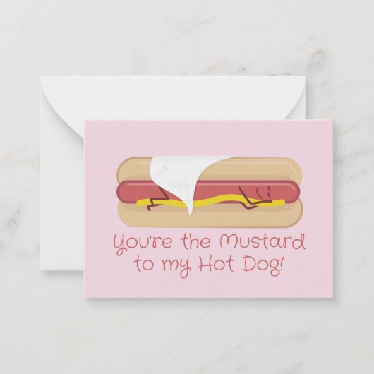 Mini Hot Dog Valentine Card | Light Pink ノートカード (正面)