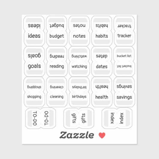 Mini Index Tabs Bujo Functional Planner Labels シール (シート)
