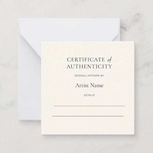 Mini Ivory Certificate of Authenticity for Art ノートカード (正面)