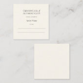 Mini Ivory Certificate of Authenticity for Art ノートカード (正面/裏面)