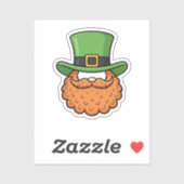 Mini Leprechaun Green Hat Orange Beard St Patrick シール (シート)