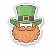 Mini Leprechaun Green Hat Orange Beard St Patrick シール (正面)