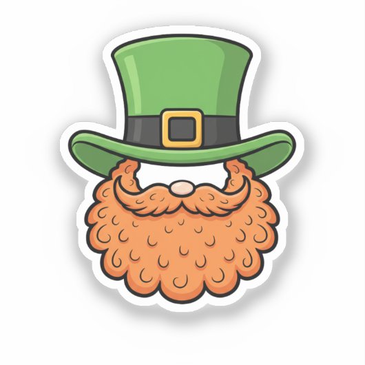 Mini Leprechaun Green Hat Orange Beard St Patrick シール (正面)