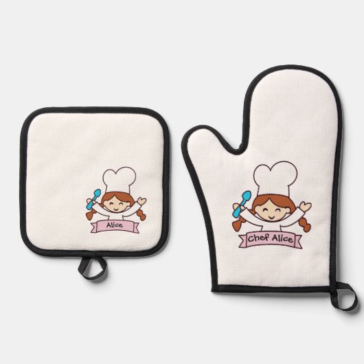 Mini Masterchef Oven Mitt for Little Cooks! 鍋つかみ&鍋敷きセット (正面)